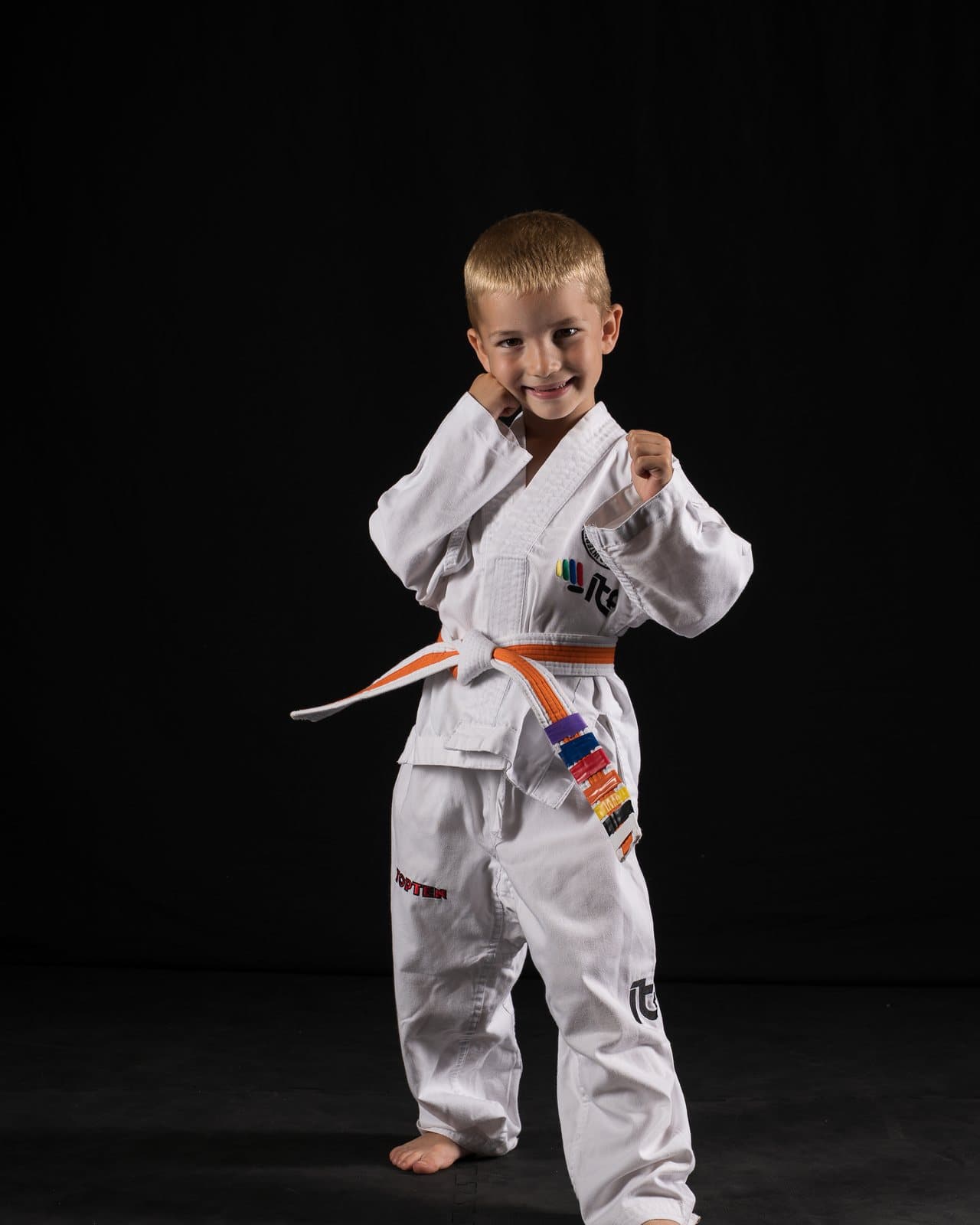 A Cubz student focused during class at Apex Martial Arts, Evesham