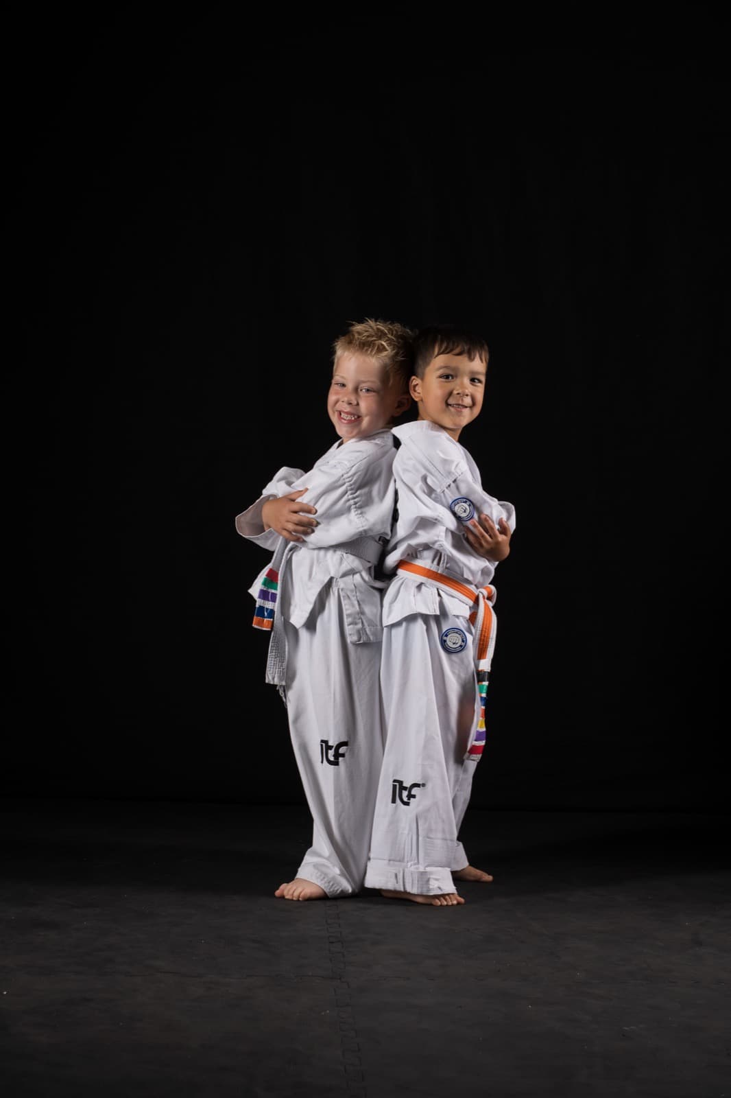 Two young TKD Cubz students at Apex Martial Arts, Evesham